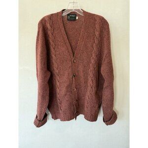 Vintage Wickbury Cardigan Sweater Mens Large L Burgundy Shetland Wool Made USA